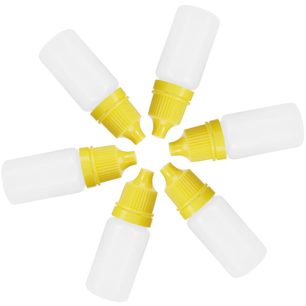 50Pcs 10ml Eye Liquid Bottle Portable Squeezable Empty Eye Drops Container with Plugs LidYellow