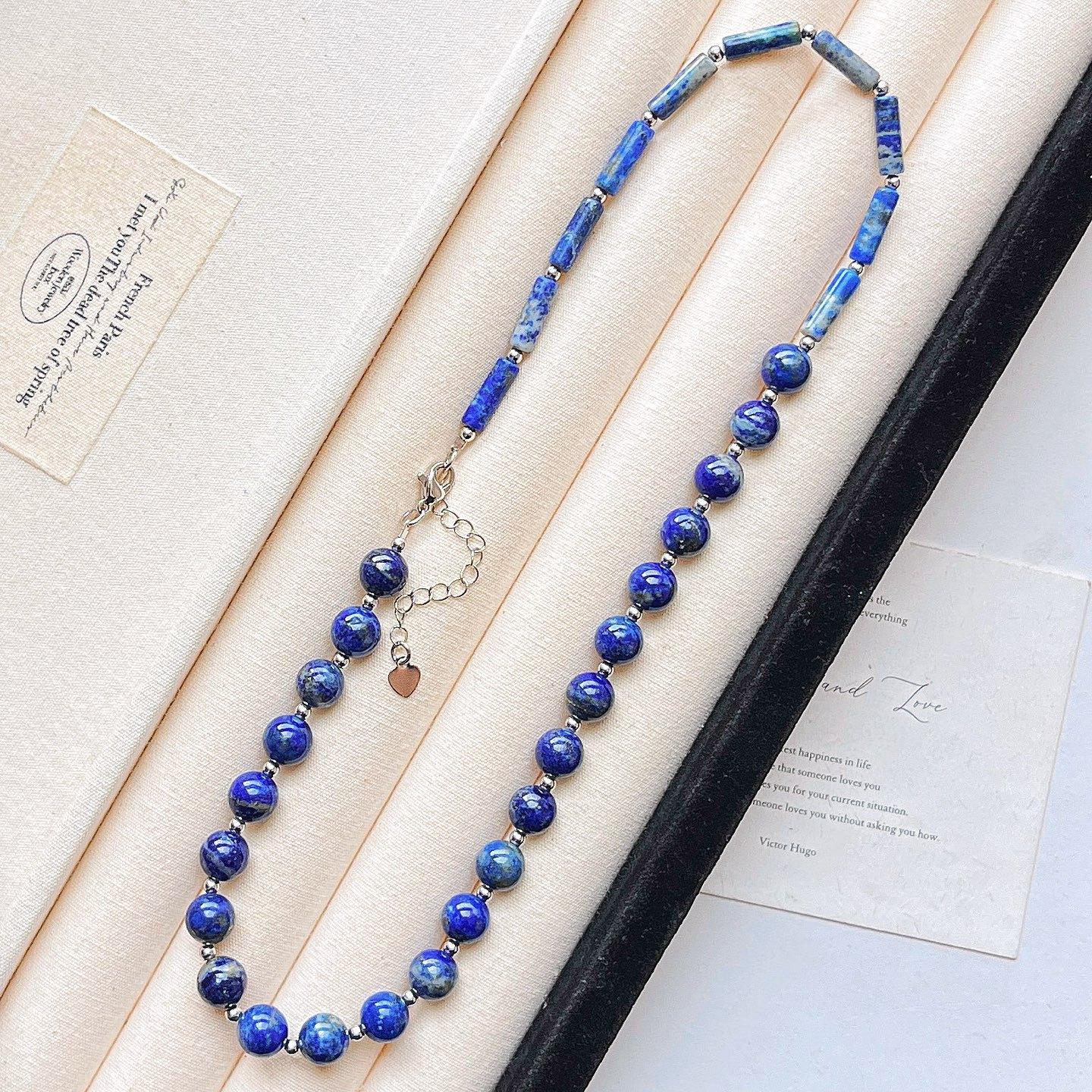

Vintage Natural Lapis Lazuli Design Sense Collarbone Chain Necklace, Fidelity
