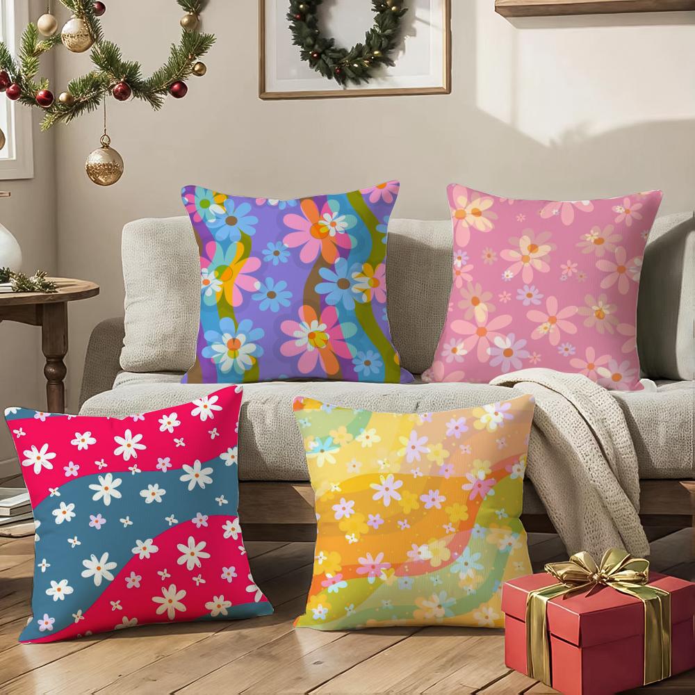 Romantisches Gänseblümchen-Frühlingskissenbezugmuster Bedruckter Kissenbezug für Wohnzimmersofa Kissenbezug & Schlafzimmerdeko