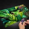Cute Jungle Green Frog Gaming Mouse Pad Playmat 24"X14" MTG TCG Office Desk Mat for Work Game PC Laptop Rug Carpet MousePad