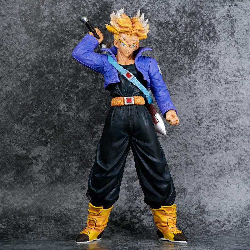 43cm Anime Dragon Ball Z Super Saiyan Trunks 2 Heads Ver. PVC Action Figure Battle Statue Collection DBZ Model Toys Doll Gifts