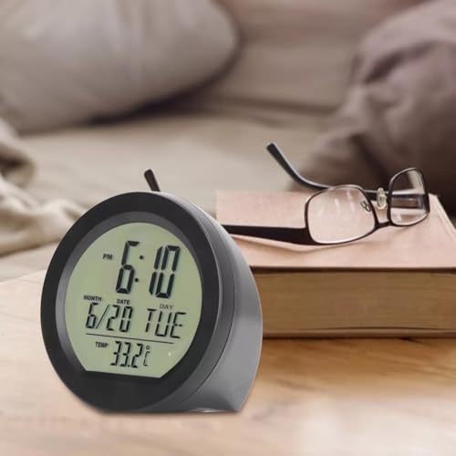 BluFied Car Clock Mini Digital Clock Solar Car Electronic Clock 4 in 1 Multifunction Time/Date/Day/Temperature Display Car Calendar Table Clock D