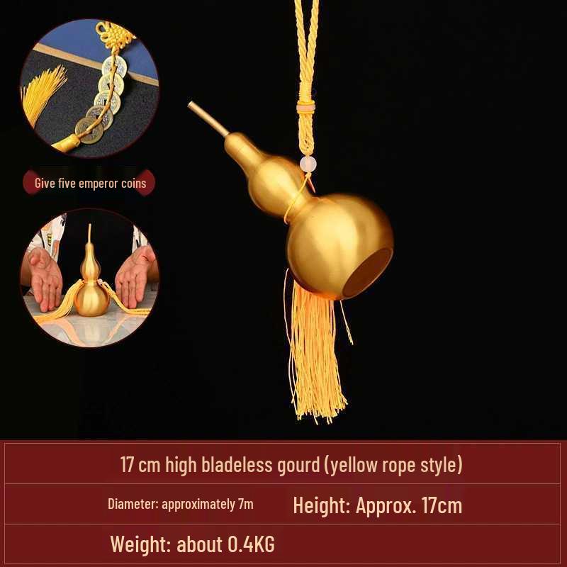 Brass Bagua Gourd with Five Emperors' Coins Pendant – Home Decor Craft