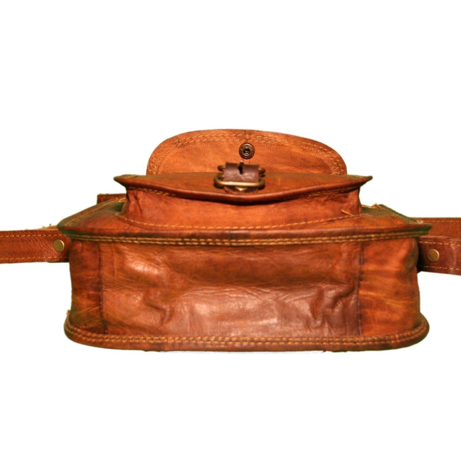 Женская винтажная кожаная сумка-портфель ручной работы через плечо в стиле хиппи 7 x 9 — фото 4