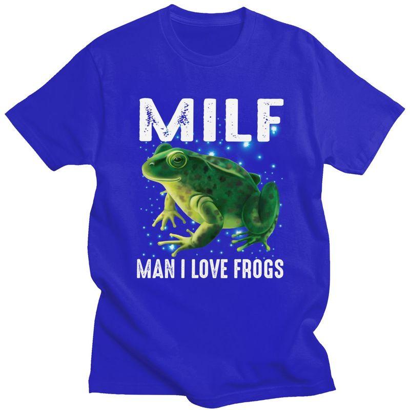 MILF Man I Love Frogs Tshirt for Men Short Sleeves Casual T Shirt Tshirt Slim Fit Pure Cotton Tee Valentines Day Gift