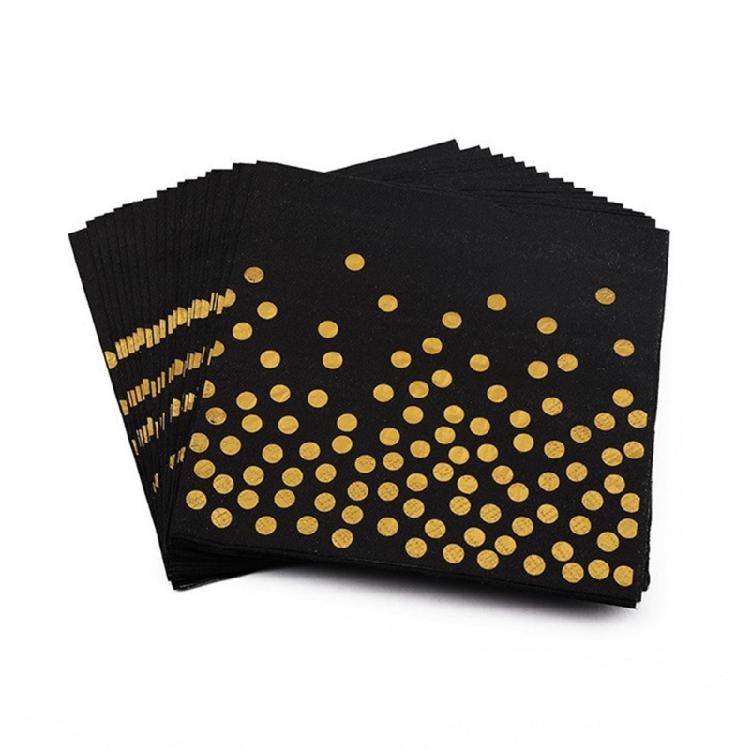 Pack of 20 Strong Absorbent Disposable Napkins Gold Foil Designs for Birthday Christmas Party Occasion Use