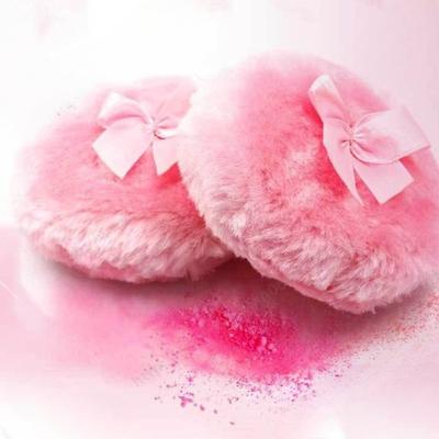 1Pc Ultra Soft Large Fluffy Powder Puff Pink Bow Washable Reusable Velour Face Body Powder Puff Loose Powder Puffs Make Up Tools