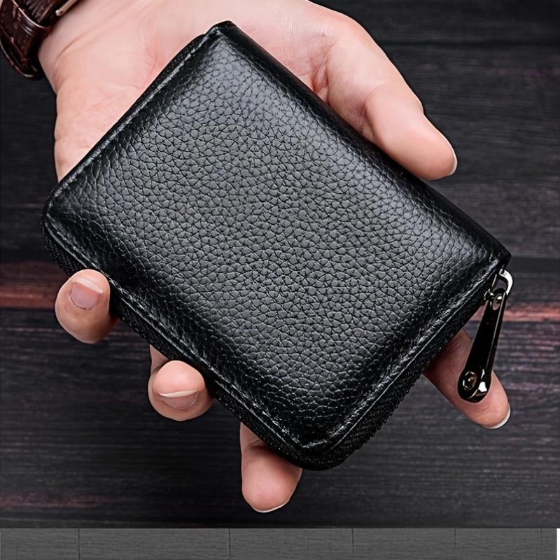 

Мужской стильный черный кошелек на молнии с карманами для монет Легкий держатель для карт в деловом стиле Минималистичный кошелек Застежка-молния чёрный