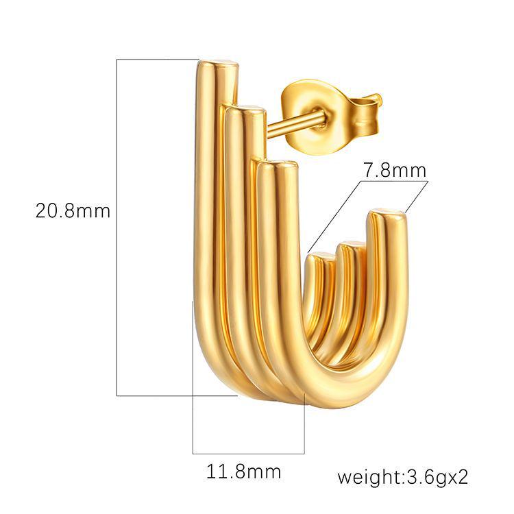 Trendy Retro Irregular Stainless Steel Women's Multi-Layer Titanium Earrings