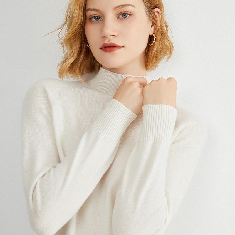 DAFIFY Women's Fashion Casual Fall Winter Solid Color Print Long Sleeve Half Turtleneck Sweaters