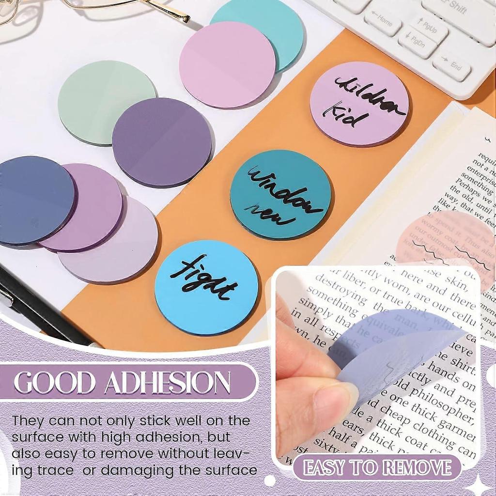 500 Sheets Transparent Sticky Notes Round Translucent Sticky Notes Sticky Tabs Colorful Page Flags Stickers Clear Book Markers Bible Journal