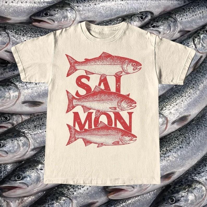 Vintage Salmon Fish TShirt Full Size S3XL Unisex T-Shirt XXXL