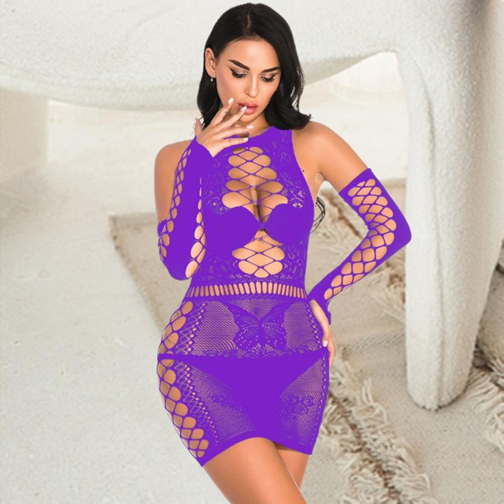 Sexy Lingerie Night Club Erotic Costumes Perspective Temptation Mesh Bodycon Dress Ladies Fashion Short Net Skirt