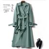 Women's Long Trench Coat Autumn Spring Korean Style Petite British Style Over Knee Dress Coat Jacket