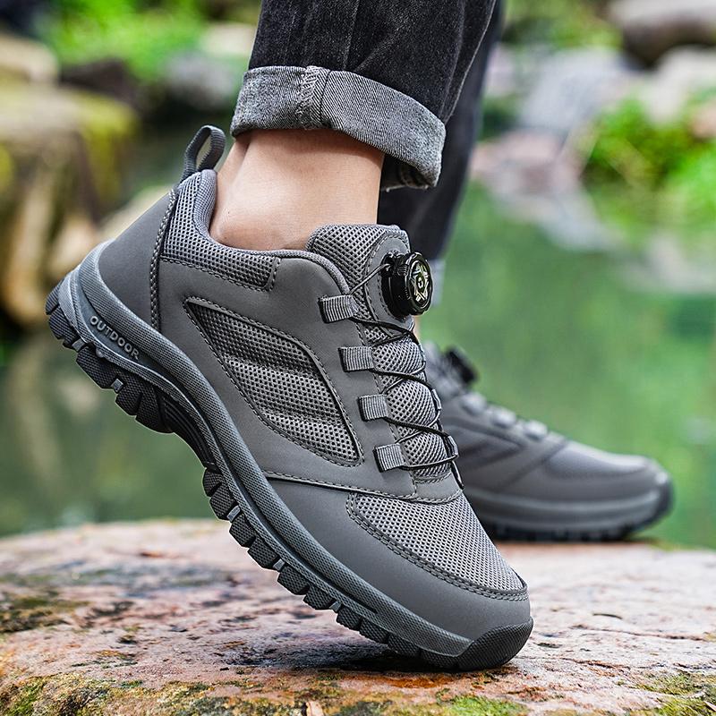Outdoor Men Hiking Shoes Solid Color Comfortable Non-slip Sporty Shoes Light Breathable Wear-resistant Mens Walking Sneakers