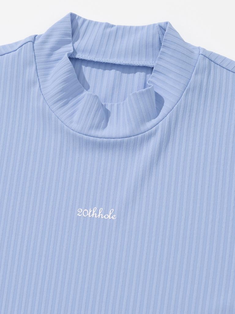 20TH HOLE Women'S Ribbed Mock Neck Short Sleeve Base Layer [Sora]