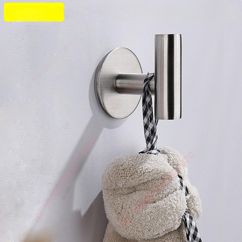 1PCS Adhesive Wall Hook Stainless Steel Robe Sticker Hooks Towel Coat Key Pants Hangers Bathroom Kitchen Storage Accessories