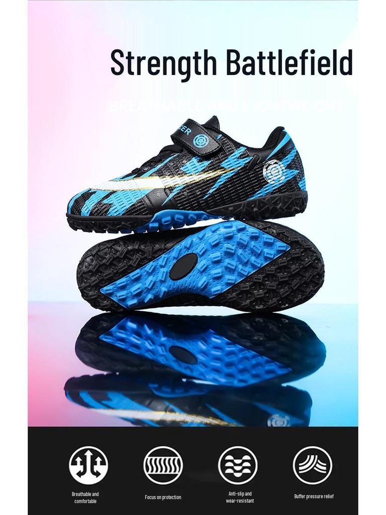 Velcro Lace-Free Soccer Shoes for Kids: Boys & Girls Training TF Studs
