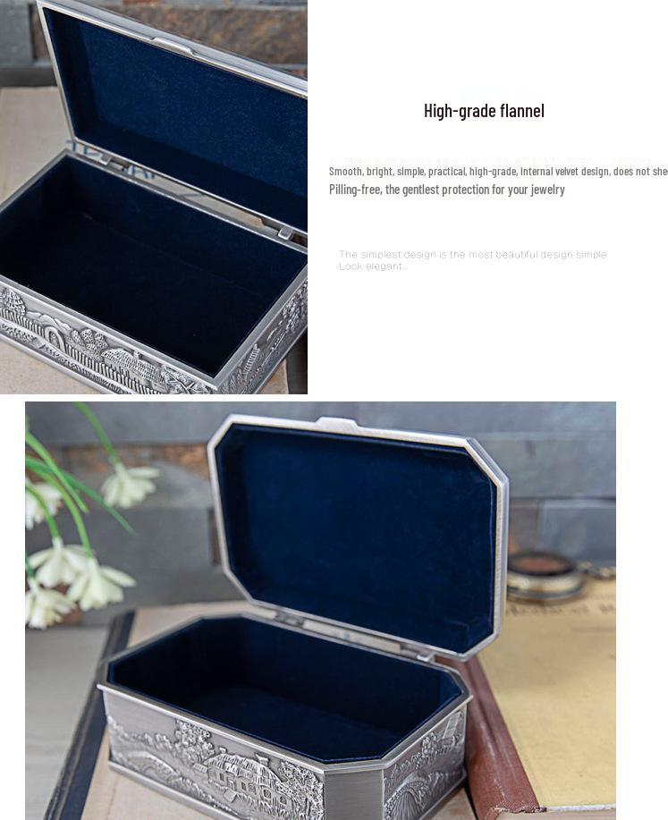European Retro Castle Jewelry Storage Box, Exquisite Zinc Alloy Embossed Carriage Design – Ideal Wedding Gift.
