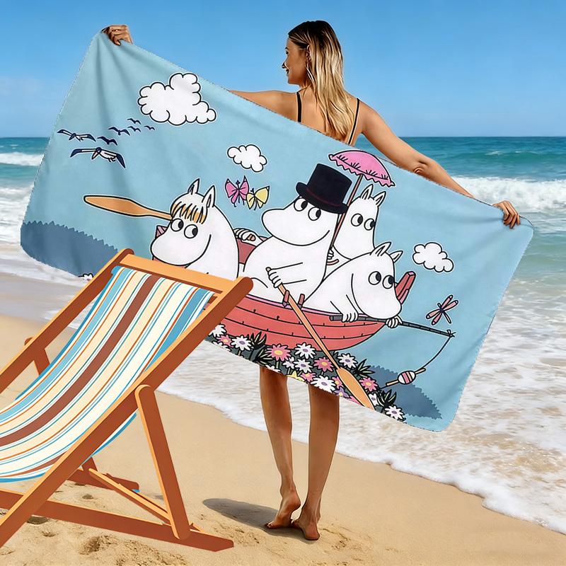 Moomin3 Print Beach Towel, Large Soft Quick Dry Towel for Beach Camping Swimming