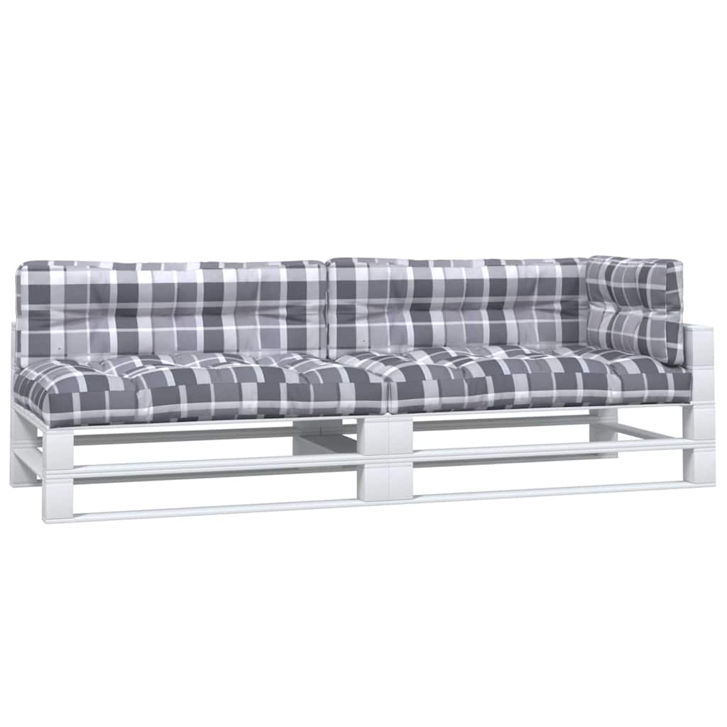 5 Piece Pallet Cushion Set Grey Checkered Fabric
