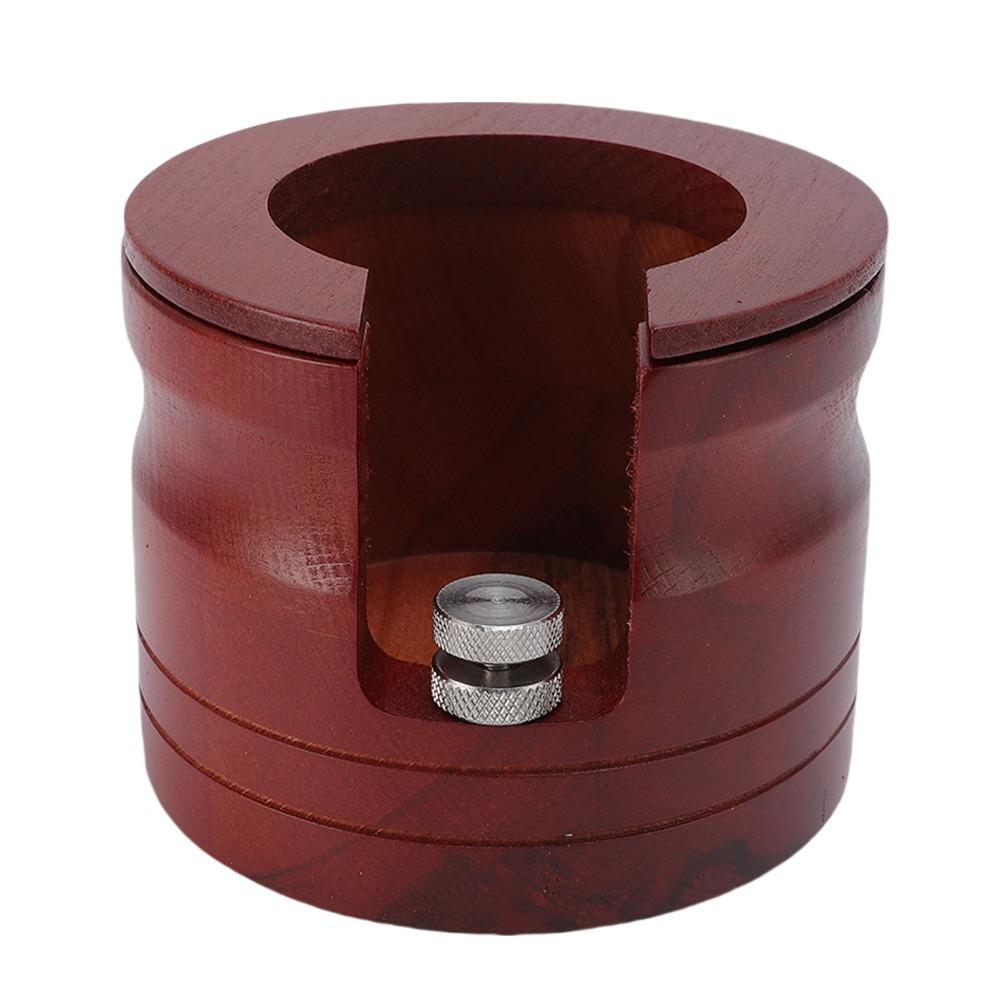 Solid Wood Portafilter Holder Non-Slip Base Height Adjustable Tamping Stand 51mm 54mm 58mm Compatible Round Bottomless Design