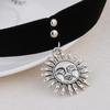 Retro Alloy Sun Choker: Black Velvet Lolita Maid Accessory