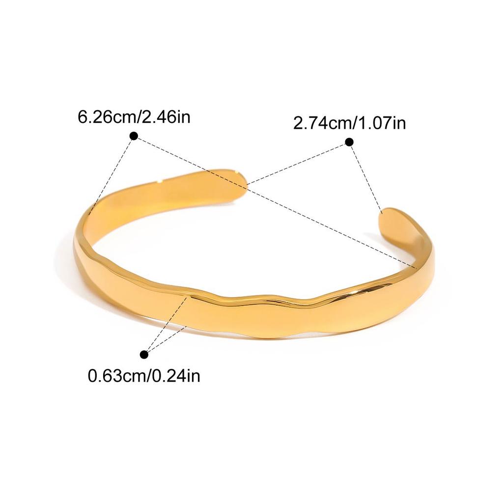 Waterproof Stainless Steel Simple Stacking Cuff Bracelet 18K Gold Plated Trend Fashion Unisex Jewelry Men Women