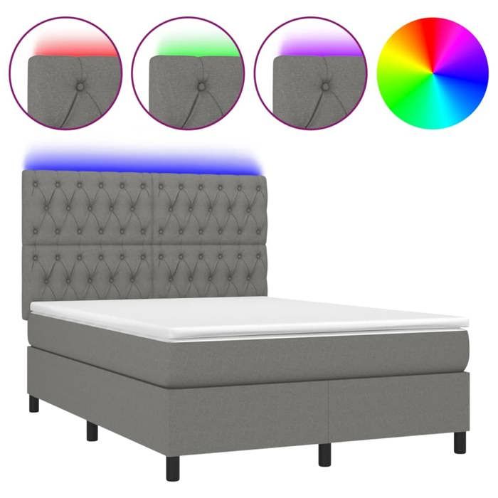 VidaXL Slatted Bed Base with Mattress and LED, Upholstered Bed, Double Bed, Adult Bed for Interior Bedroom, 3135110