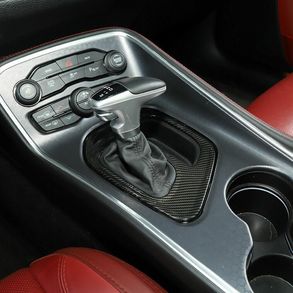 Carbon Fiber Grain Inner Gear Shift Panel Cover Trim For Dodge Challenger 2015+