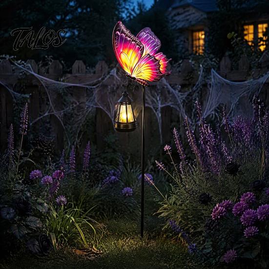 Yard Art for Outside Solar Butterfly Garden Stake Lights, Metal Decorative Stakes, IP65 Waterproof Outdoor Patio Accents LED Landscape Lights