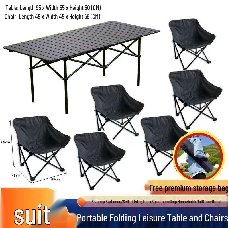 Portable Folding Camping Table & Chair Set - Roll-up Picnic Gear for Outdoors