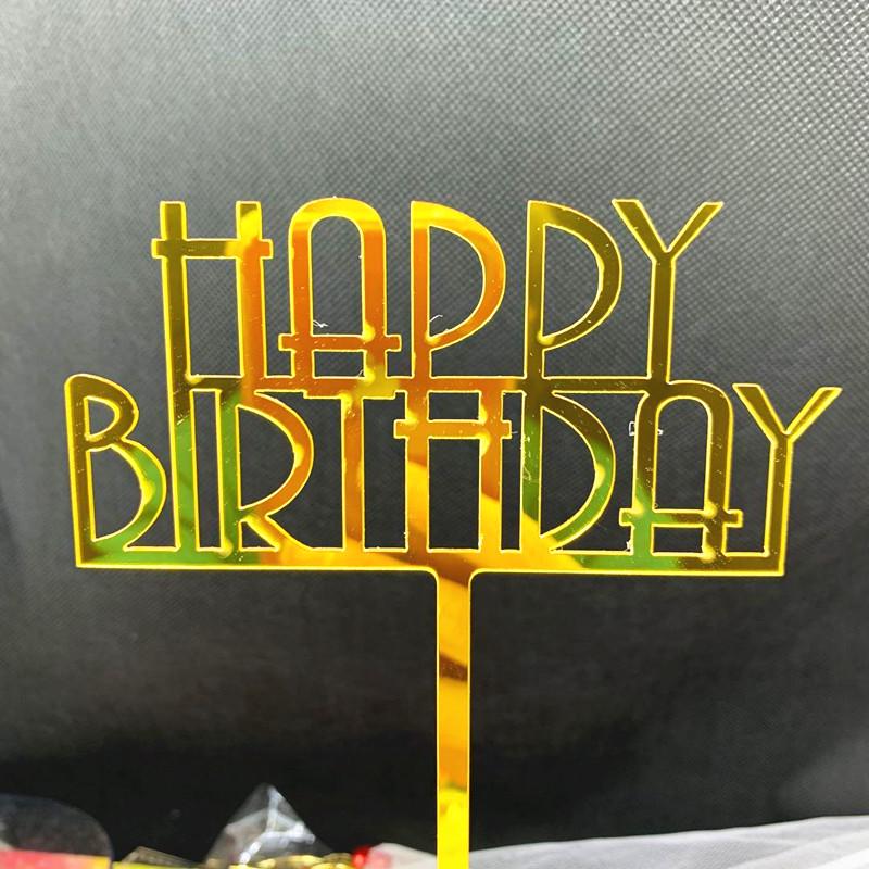 50-Piece Happy Birthday Acrylic Cake Decoration Inserts - Creative English Design for Prosperity, Health, and Longevity