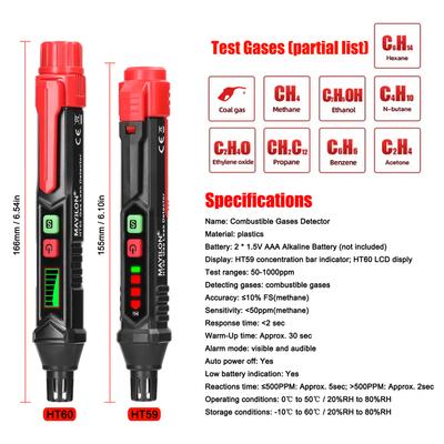 Handheld Combustible Gases Leak Detector Natural Gases Leakage Tester Portable PPM Meter