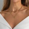 Salircon 2Pcs/Set Creative Simple Gold Color Hollow Round Metal Choker Necklace Women Trend Adjustable Chain Charm Daily Jewelry