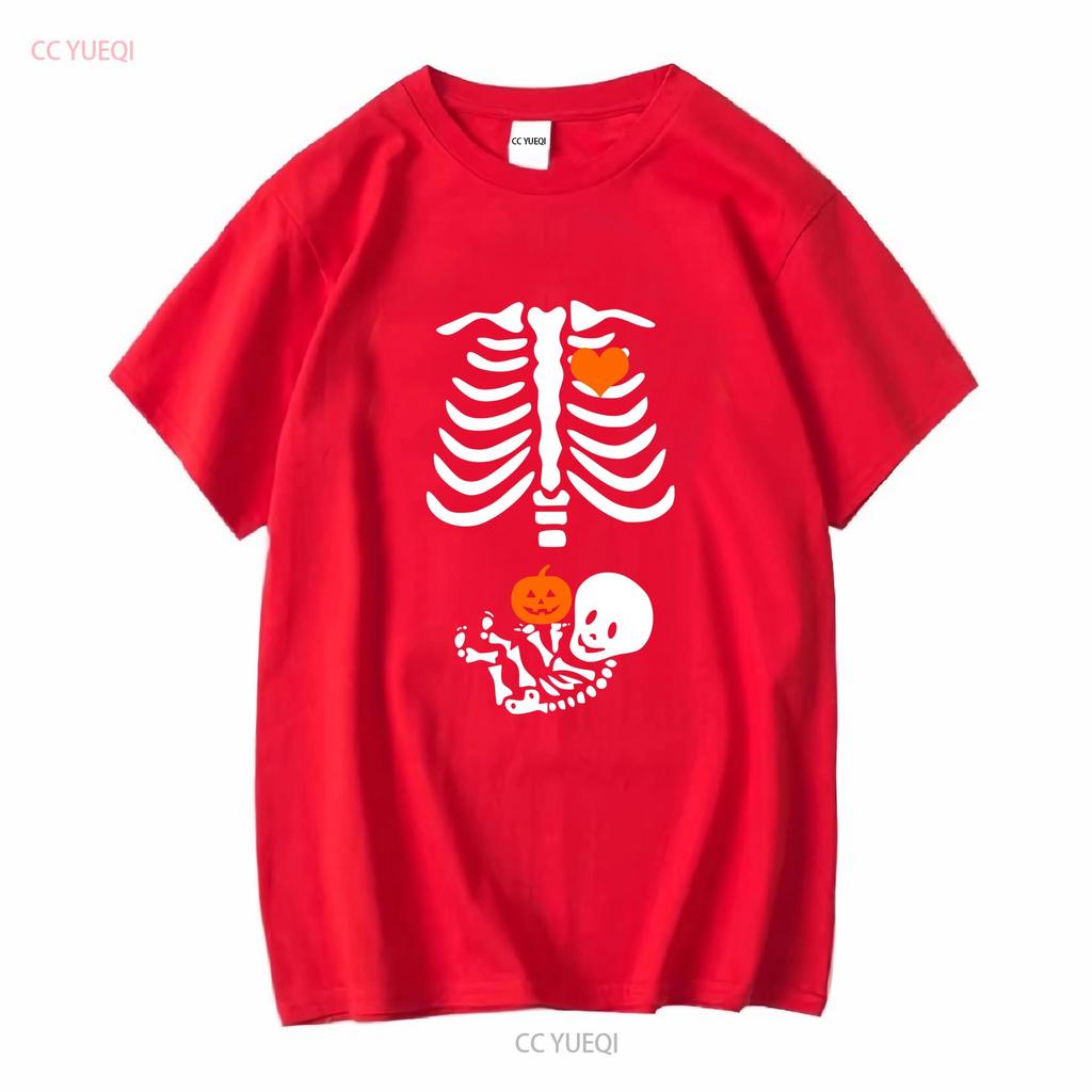 Halloween Skelett Schwangerschaft T-Shirt Mutterschaft Schwangerschaft Outfit lange oder kurze Ärmel Vintage gewaschen Unisex