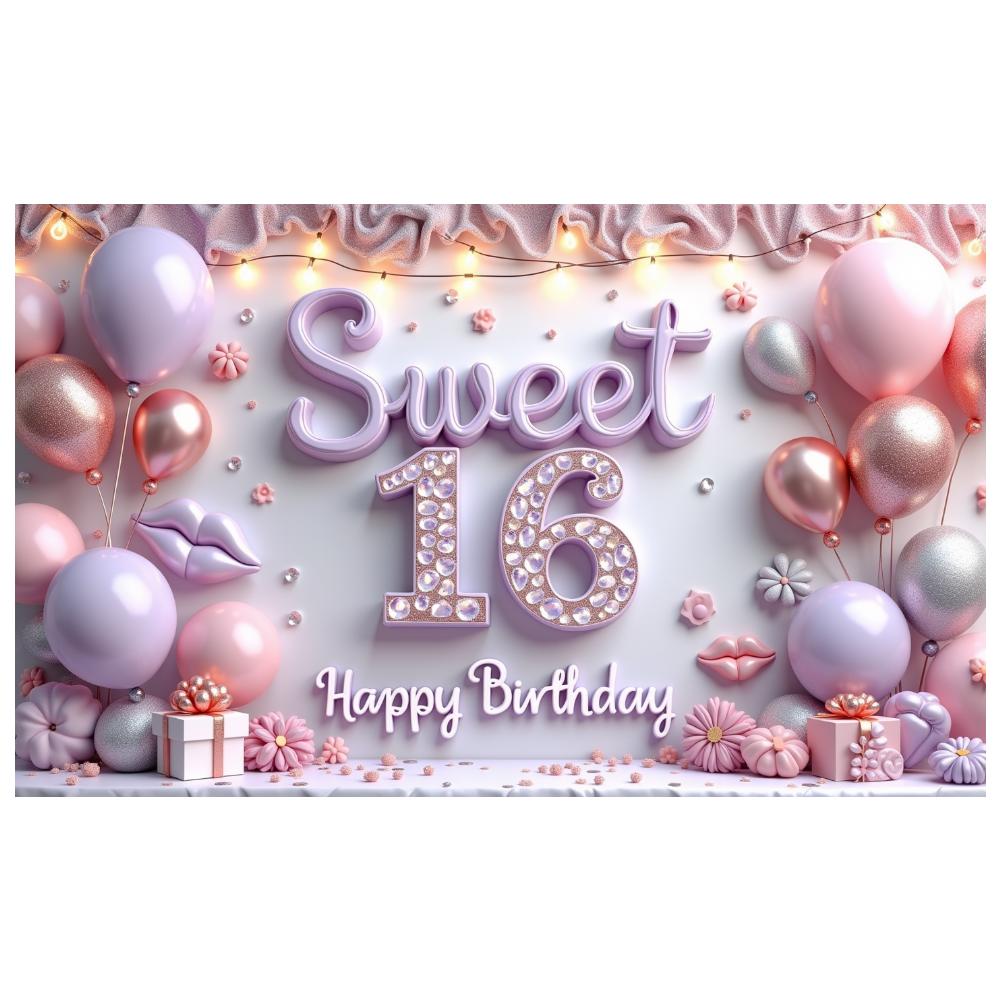 Shimmering Texture Birthday Party Banner Birthday Decoration Sweet 16 Banner for Special Occasion Festive Decoration