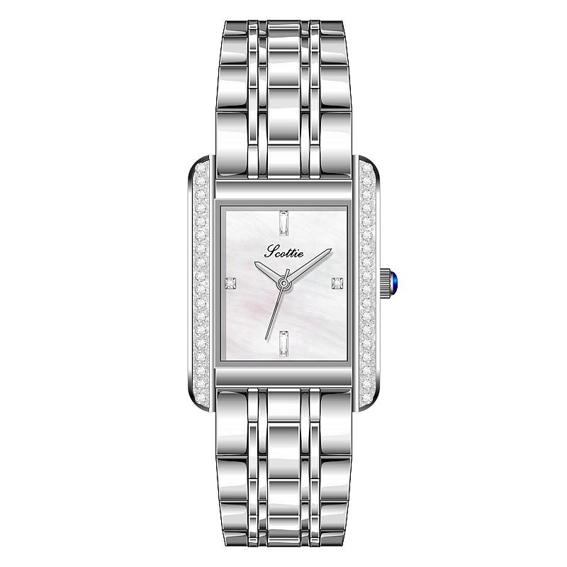 Fashion Women'S Watch Square Diamond Dial Temperament Stainless Steel Strap Personalized Watch Women