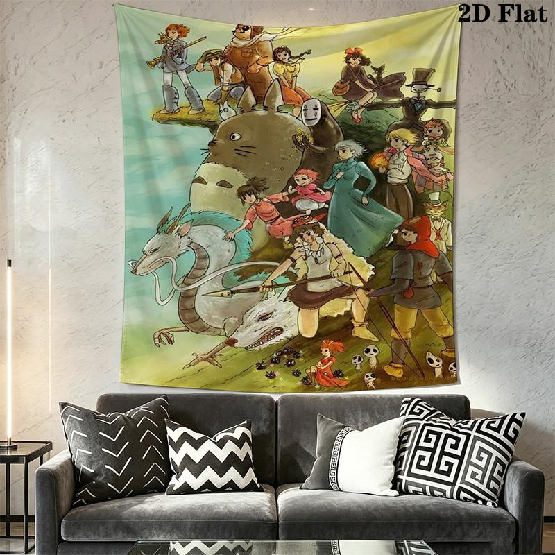 Studio Ghibli Anime Character Poster Tapestry Background Cloth Wallmounted Background Cloth Background Wall Hanging Cloth Soft