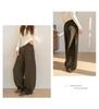 Women's Autumn/Winter 2025 Woolen Flannel Fleece-Lined Pants - Petite, Lazy, Thickened, Wide-Leg, Curved Leg Design.