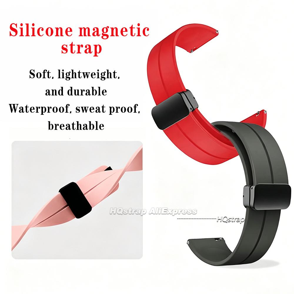 Magnetic Silicone Watch Strap 18mm 20mm 22mm Bracelet Magnetic Metal Buckle Wristband Quick Release Men Women Band Accessories