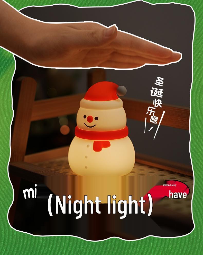 Grenzüberschreitendes Weihnachts-Silikon-Nachtlicht: Wiederaufladbare Nachttisch-Atmosphärenlampe mit Timer