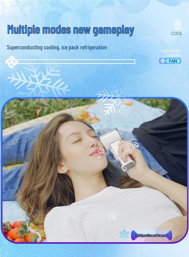 High-Speed Transparent Portable Mini Fan with Superconducting Ice Pack