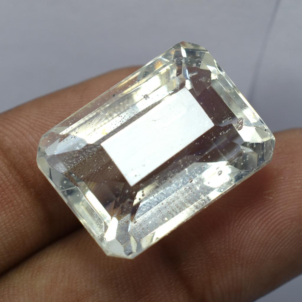 Natural Unique White Sapphire 38.80 Ct Emerald Cut Loose Gemstone