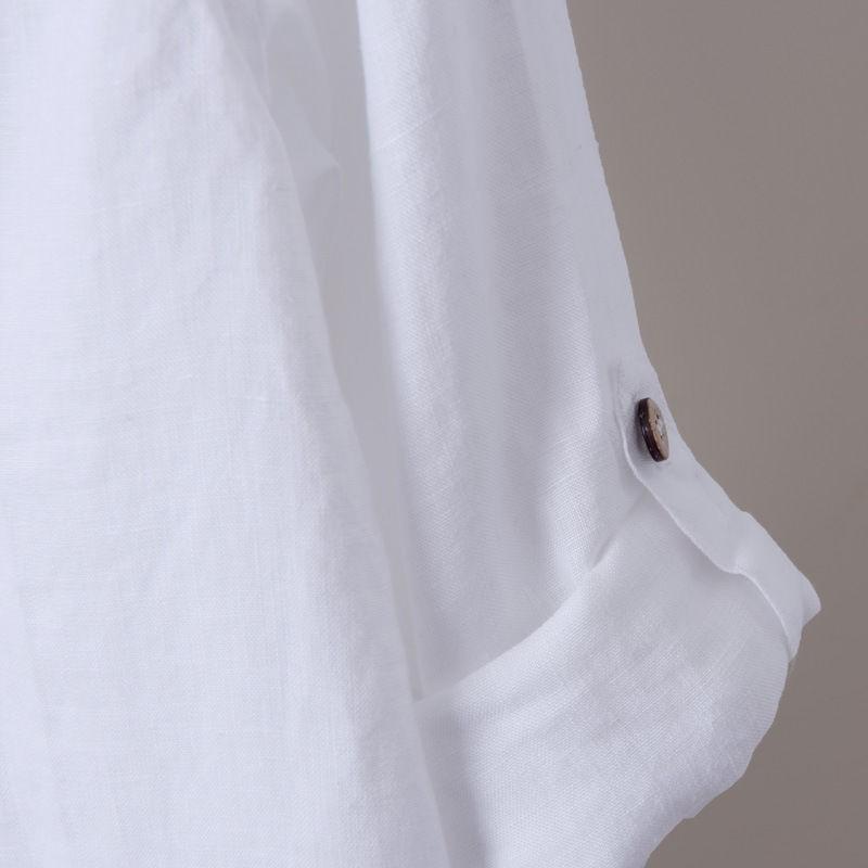Premium Men's Loose Cotton And Linen Shirts With V-neck For Ultimate Comfort