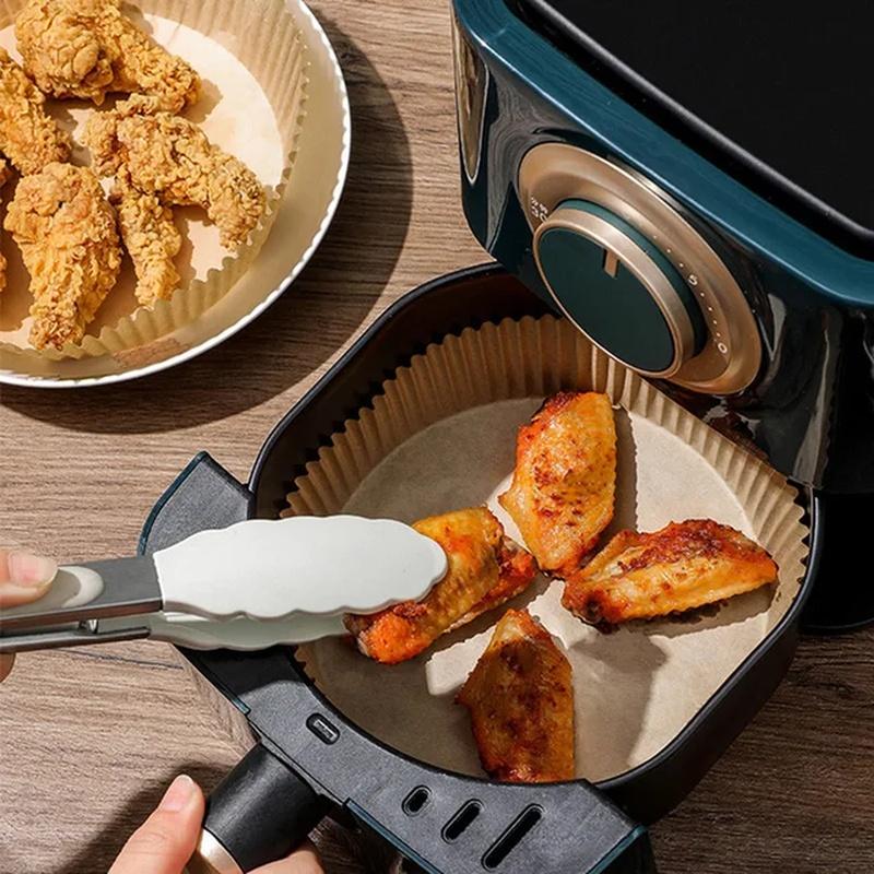 50 ks Speciální papír do horkovzdušné fritézy Potravinový silikonový olejový papír Kulatá podložka Vysokoteplotní absorpční papír Pečicí příslušenství