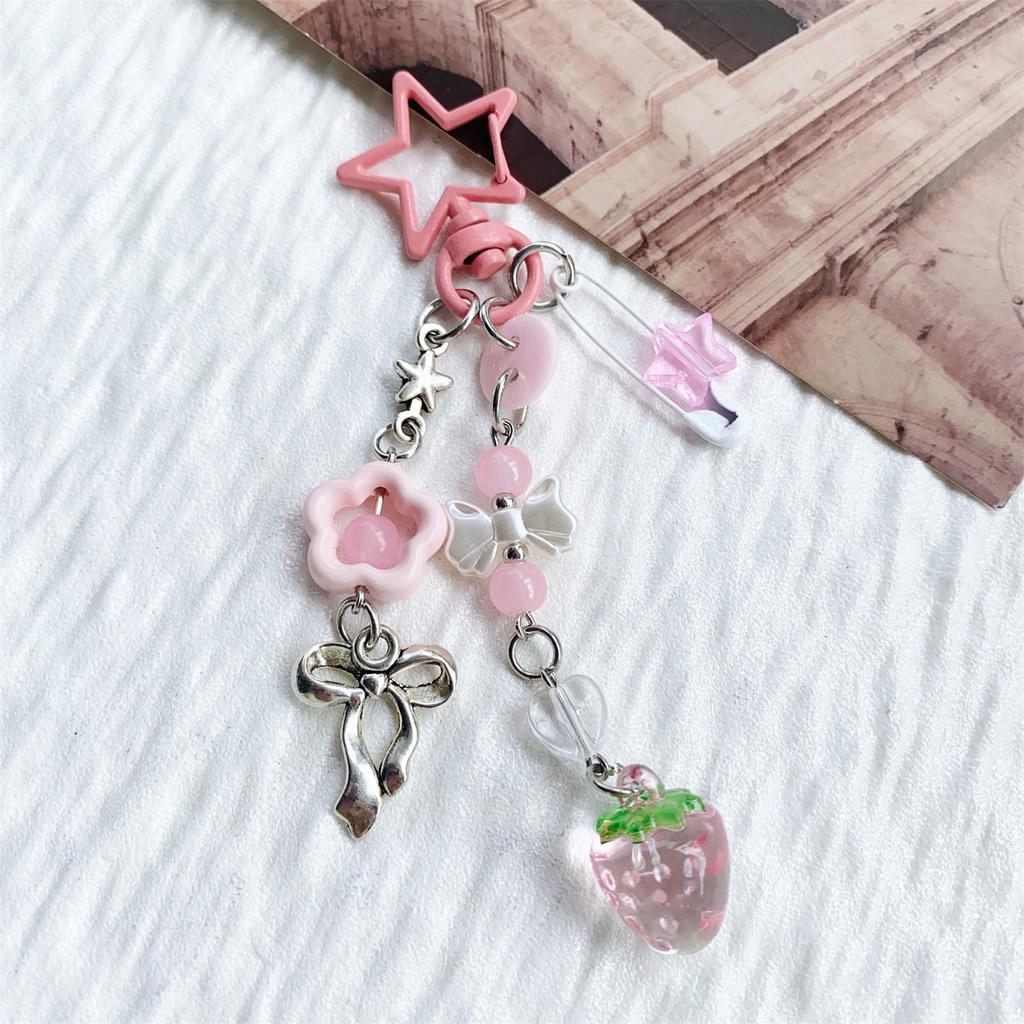 Stylish Love Star Pendant Bowknot Keychain Accessory Stylish Key Holder for Women Sturdy Alloy Car Key Pendant