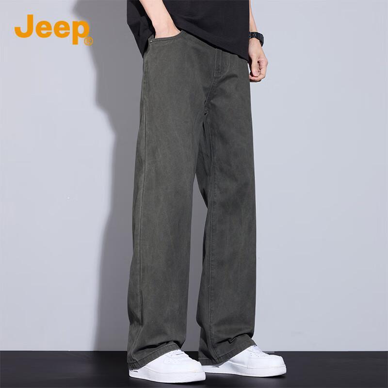 Jeep Men's Pure Cotton Loose Straight-Leg Casual Pants