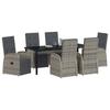 Garden Dining Set with Cushions 7 pcs Grey Poly Rattan