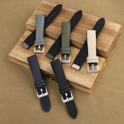 Correa de Reloj Impermeable de Lona de Vela 18mm 20mm 22mm Correa de Reloj de Lona Oxford Banda de Reloj de Silicona de Liberación Rápida Correa de Pulsera Deportiva